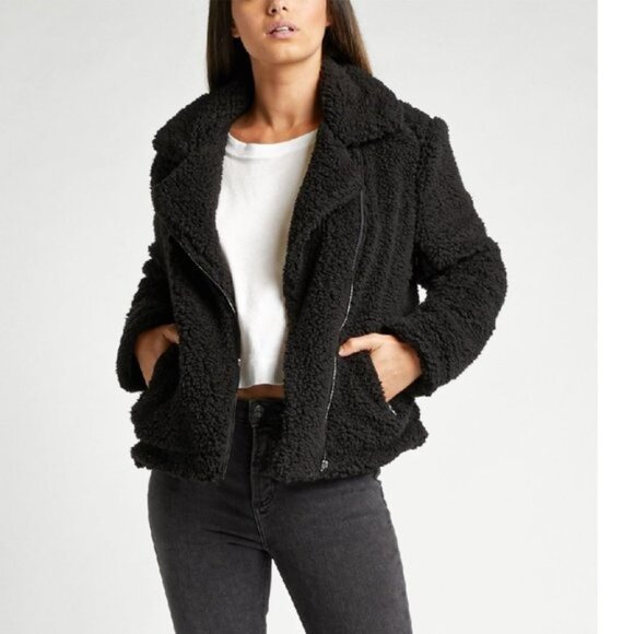 Silver Jeans Co.Chandelle Teddy Biker Jacket - Picture 1 of 9